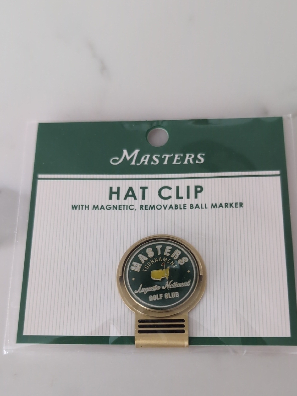 Masters Green and Gold Hat Clip with Removable Marker